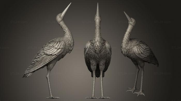 Bird figurines (stork looks up, STKB_0070) 3D models for cnc